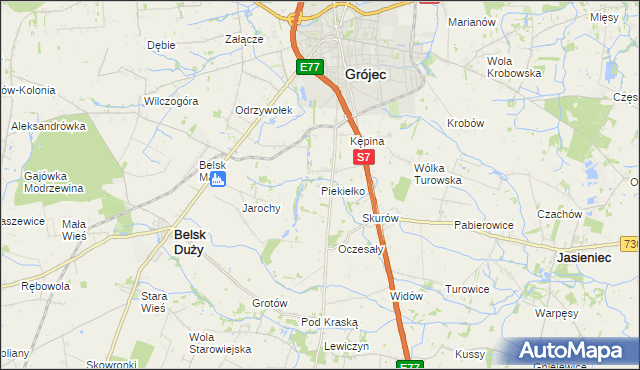 mapa Piekiełko gmina Grójec, Piekiełko gmina Grójec na mapie Targeo