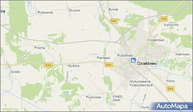 mapa Pierławki gmina Działdowo, Pierławki gmina Działdowo na mapie Targeo