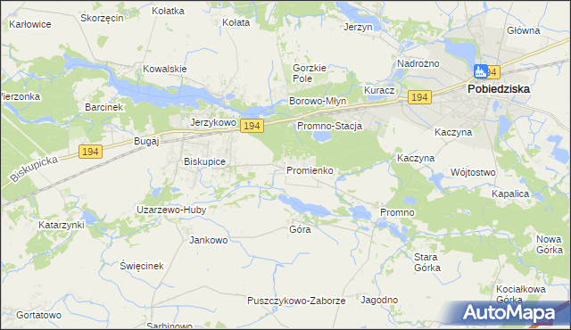 mapa Promienko, Promienko na mapie Targeo