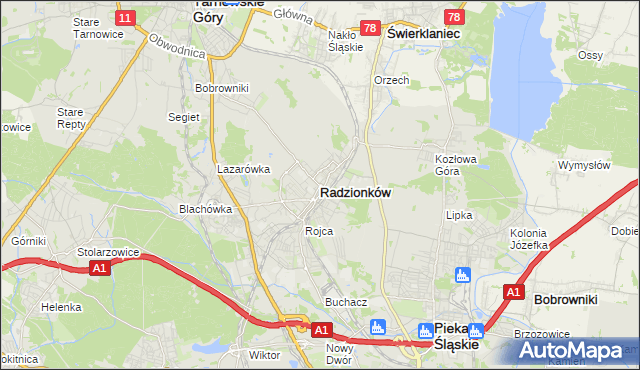 mapa Radzionków, Radzionków na mapie Targeo