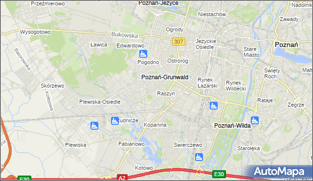 mapa Raszyn gmina Poznań, Raszyn gmina Poznań na mapie Targeo