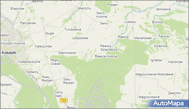 mapa Rewica-Kolonia, Rewica-Kolonia na mapie Targeo