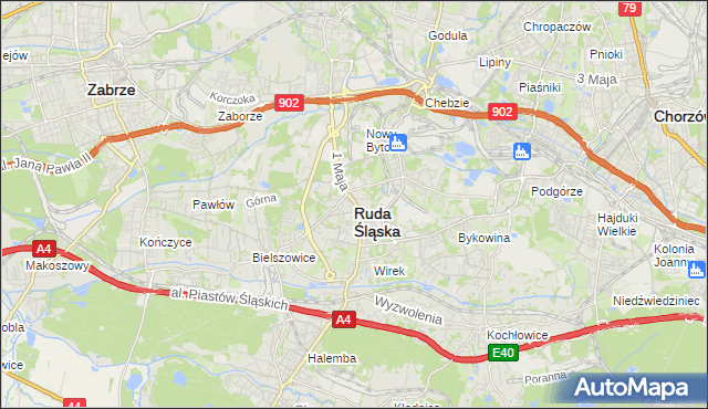 mapa Rudy Śląskiej, Ruda Śląska na mapie Targeo