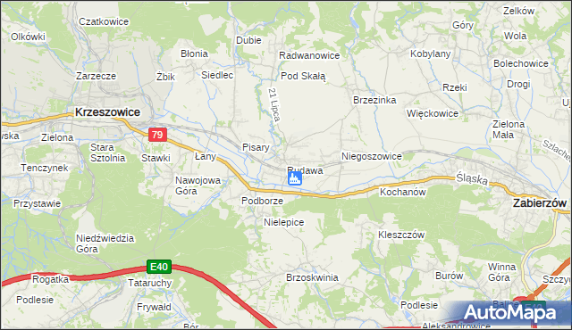 mapa Rudawa gmina Zabierzów, Rudawa gmina Zabierzów na mapie Targeo
