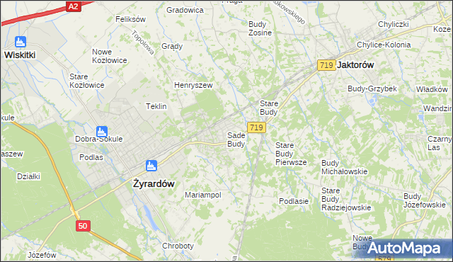 mapa Sade Budy, Sade Budy na mapie Targeo