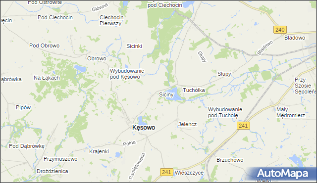 mapa Siciny gmina Kęsowo, Siciny gmina Kęsowo na mapie Targeo