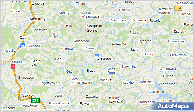 mapa Siepraw, Siepraw na mapie Targeo