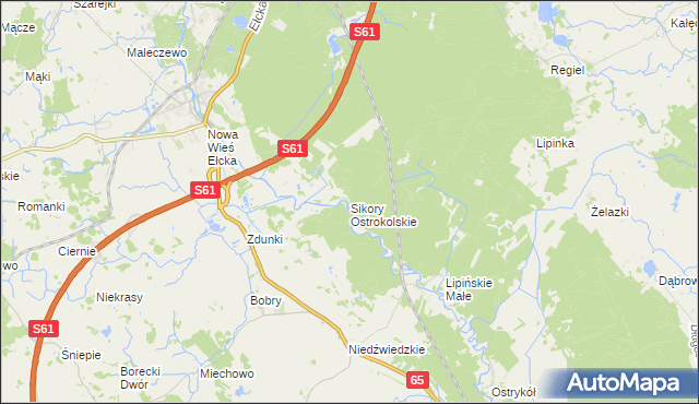 mapa Sikory Ostrokolskie, Sikory Ostrokolskie na mapie Targeo