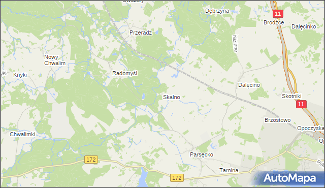 mapa Skalno gmina Szczecinek, Skalno gmina Szczecinek na mapie Targeo