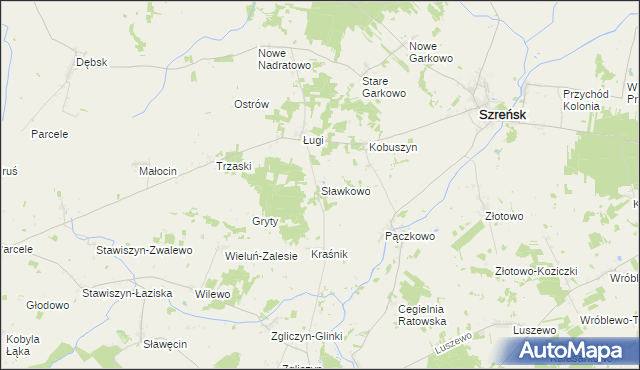 mapa Sławkowo gmina Szreńsk, Sławkowo gmina Szreńsk na mapie Targeo