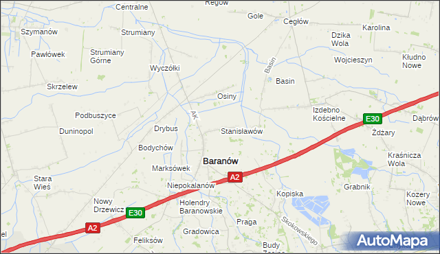 mapa Stanisławów gmina Baranów, Stanisławów gmina Baranów na mapie Targeo