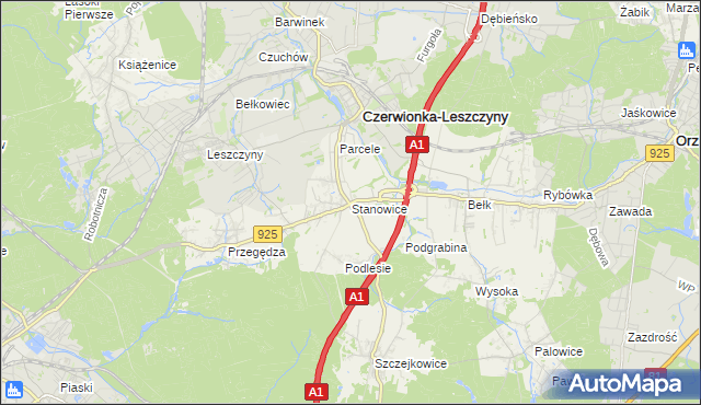 mapa Stanowice gmina Czerwionka-Leszczyny, Stanowice gmina Czerwionka-Leszczyny na mapie Targeo