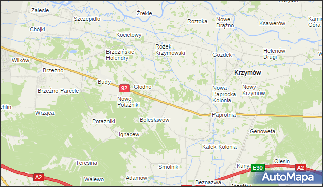 mapa Stare Paprockie Holendry, Stare Paprockie Holendry na mapie Targeo