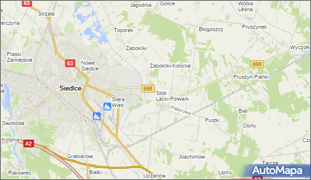 mapa Stok Lacki-Folwark, Stok Lacki-Folwark na mapie Targeo