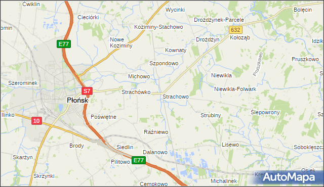 mapa Strachowo, Strachowo na mapie Targeo