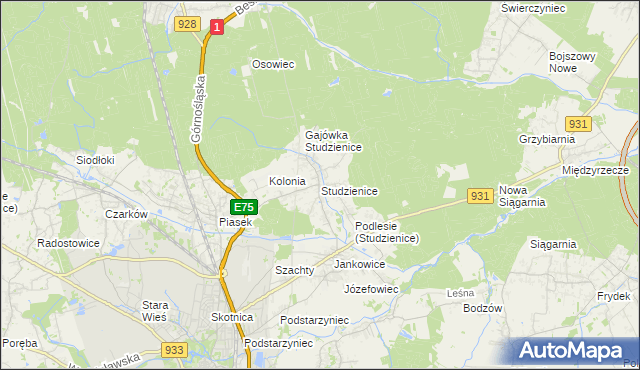 mapa Studzienice gmina Pszczyna, Studzienice gmina Pszczyna na mapie Targeo