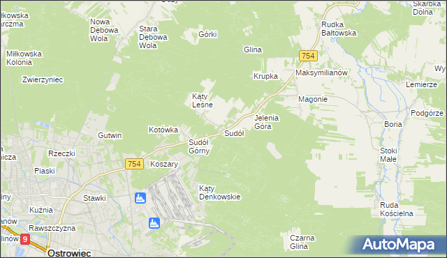 mapa Sudół gmina Bodzechów, Sudół gmina Bodzechów na mapie Targeo