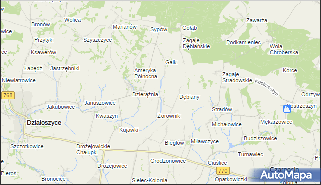 mapa Sudół gmina Działoszyce, Sudół gmina Działoszyce na mapie Targeo