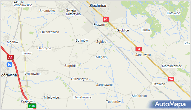 mapa Sulęcin gmina Siechnice, Sulęcin gmina Siechnice na mapie Targeo