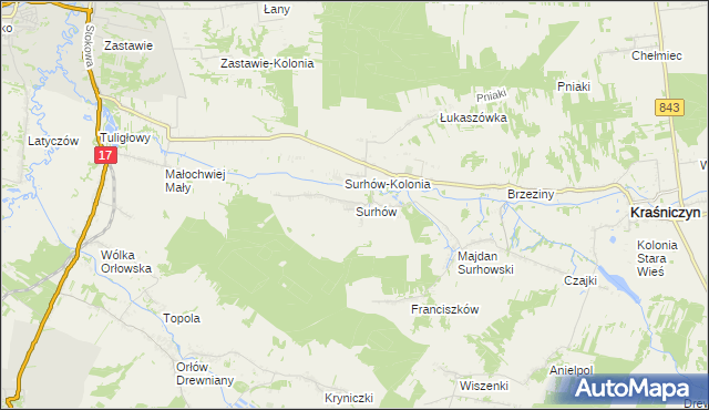 mapa Surhów, Surhów na mapie Targeo