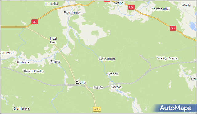 mapa Świnobród gmina Michałowo, Świnobród gmina Michałowo na mapie Targeo