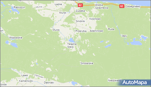mapa Telążna Leśna, Telążna Leśna na mapie Targeo