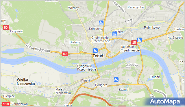 mapa Torunia, Toruń na mapie Targeo