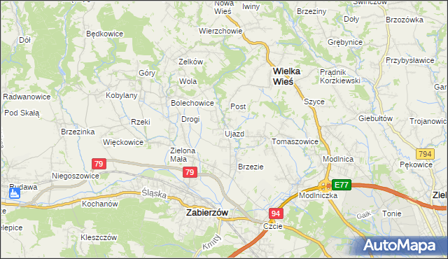 mapa Ujazd gmina Zabierzów, Ujazd gmina Zabierzów na mapie Targeo