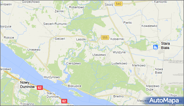 mapa Ulaszewo, Ulaszewo na mapie Targeo