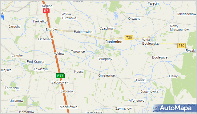 mapa Warpęsy, Warpęsy na mapie Targeo