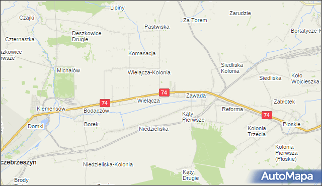 mapa Wielącza Poduchowna, Wielącza Poduchowna na mapie Targeo