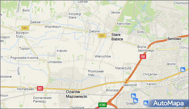 mapa Wieruchów, Wieruchów na mapie Targeo