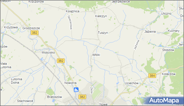 mapa Włóki gmina Dzierżoniów, Włóki gmina Dzierżoniów na mapie Targeo