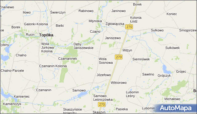 mapa Wola Sosnowa, Wola Sosnowa na mapie Targeo