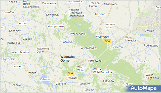 mapa Wychylówka, Wychylówka na mapie Targeo