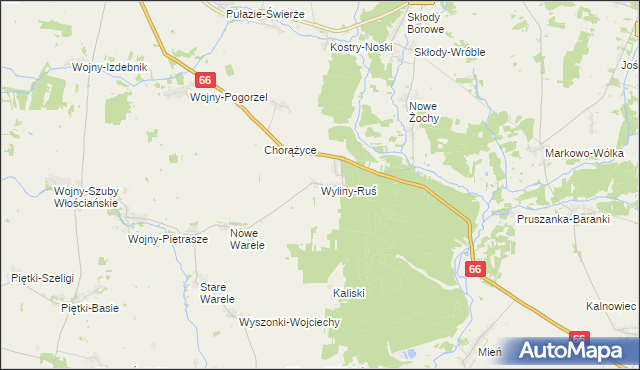 mapa Wyliny-Ruś, Wyliny-Ruś na mapie Targeo