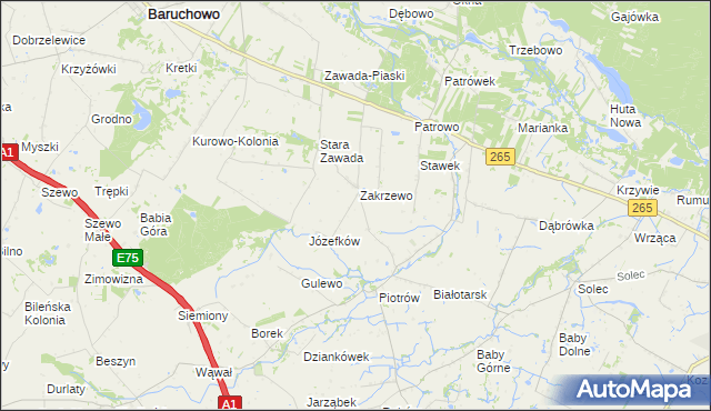 mapa Zakrzewo-Parcele, Zakrzewo-Parcele na mapie Targeo