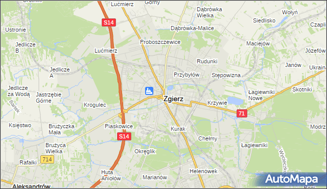 mapa Zgierz, Zgierz na mapie Targeo