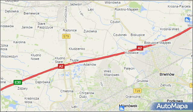 mapa Żuków gmina Grodzisk Mazowiecki, Żuków gmina Grodzisk Mazowiecki na mapie Targeo