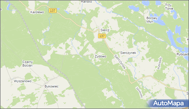 mapa Żydowo gmina Trzciel, Żydowo gmina Trzciel na mapie Targeo