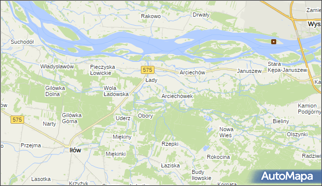 mapa Arciechówek, Arciechówek na mapie Targeo