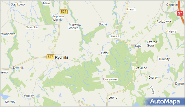 mapa Barzyna gmina Rychliki, Barzyna gmina Rychliki na mapie Targeo