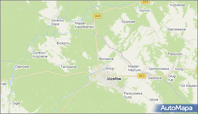 mapa Borowina gmina Józefów, Borowina gmina Józefów na mapie Targeo