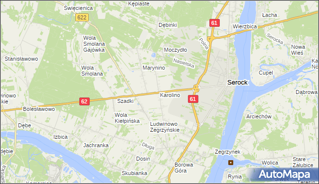 mapa Karolino gmina Serock, Karolino gmina Serock na mapie Targeo