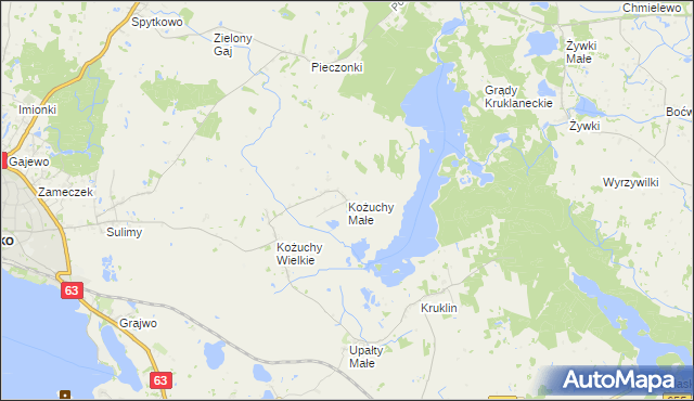 mapa Kożuchy Małe, Kożuchy Małe na mapie Targeo