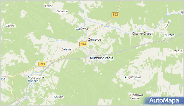 mapa Nurzec-Stacja, Nurzec-Stacja na mapie Targeo