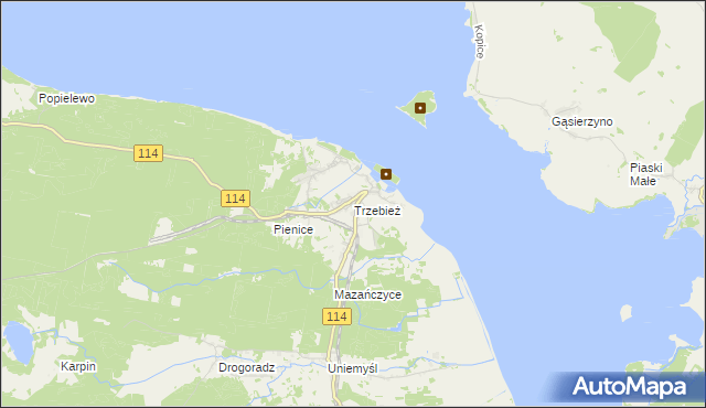 mapa Trzebież, Trzebież na mapie Targeo