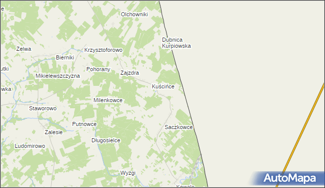 mapa Wołyńce gmina Kuźnica, Wołyńce gmina Kuźnica na mapie Targeo