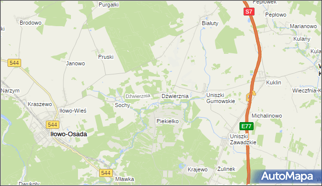 mapa Dźwierznia, Dźwierznia na mapie Targeo