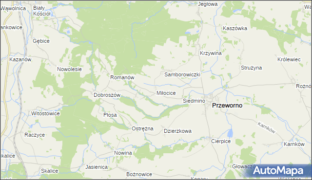 mapa Miłocice gmina Przeworno, Miłocice gmina Przeworno na mapie Targeo